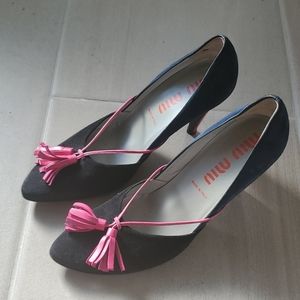 Miu miu suede heels with tassels